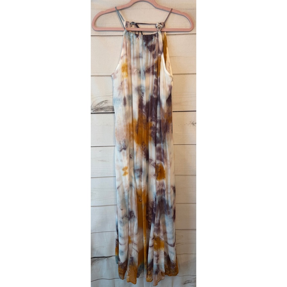 Young Fabulous & Broke Tie Dye Halter Maxi Dress Earthy Tones Small NEW